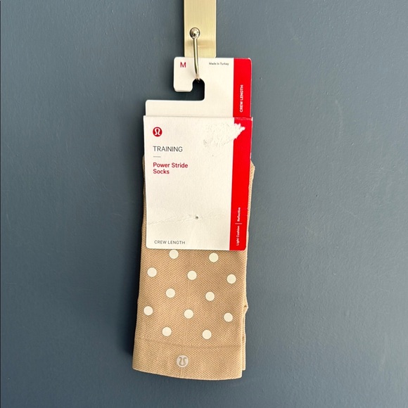 lululemon athletica Accessories - Lululemon Beige Crew Socks with White Dots
